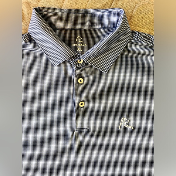 RHOBACK XL Men’s Blue Gingham Golf Polo Orig $98 Excellent Condition Worn 1x - Picture 3 of 9